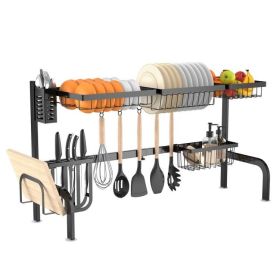 rac2 Tier Black Steel Adjustable Over the Sink Dish Drying Rack