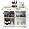 kitWhite Kitchen Cart Island with Wood Top 2 Drawers and Bottom Storage Cabinet