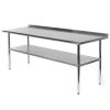 lesStainless Steel 72 x 24 inch Kitchen Prep Work Table with Backsplash