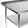 lesStainless Steel 72 x 24 inch Kitchen Prep Work Table with Backsplash