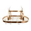rackOval Ceiling Mount Kitchen Pot Rack in Copper Finish with 2 Lights