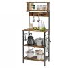 sheIndustrial Modern Kitchen Metal Wood Shelf Bakers Rack Microwave Stand