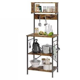 sheIndustrial Modern Kitchen Metal Wood Shelf Bakers Rack Microwave Stand