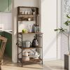 sheIndustrial Modern Kitchen Metal Wood Shelf Bakers Rack Microwave Stand