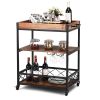 kitWood Iron Kitchen Cart with Removeable Tray Top and Wheels
