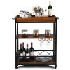 kitWood Iron Kitchen Cart with Removeable Tray Top and Wheels