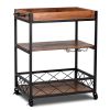 kitWood Iron Kitchen Cart with Removeable Tray Top and Wheels
