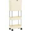 5 Gallon Mobile Elevated Kitchen Trash Can with Lid in Cream with Wheels