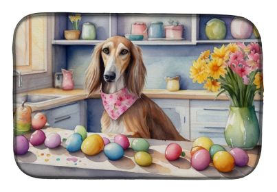 Decorating Easter Saluki Dish Drying Mat Absorbent Dish Drying Mat Pad for Kitchen Counter Dish Drainer Mat for Countertop, 14 x 21", Multicolor