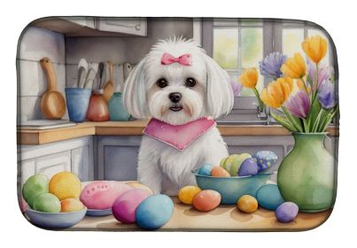 Decorating Easter Maltese Dish Drying Mat Absorbent Dish Drying Mat Pad for Kitchen Counter Dish Drainer Mat for Countertop, 14 x 21", Multicolor