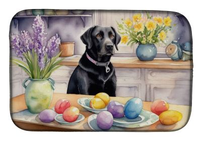 Decorating Easter Black Labrador Retriever Dish Drying Mat Absorbent Dish Drying Mat Pad for Kitchen Counter Dish Drainer Mat for Countertop, 14