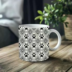 1pc_Paw Print Pattern ceramic cup 11 ounces, coffee/tea/wine glass, suitable for Valentine's Day, birthdays,