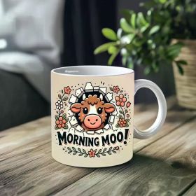 1pc_Morning Milk ceramic cup 11 ounces, coffee/tea/wine glass, suitable for Valentine's Day, birthdays, home decor,