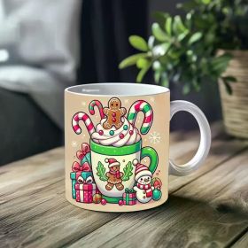 1pc_Christmas Hot Drink ceramic cup 11 ounces, coffee/tea/wine glass, suitable for Valentine's Day, birthdays,
