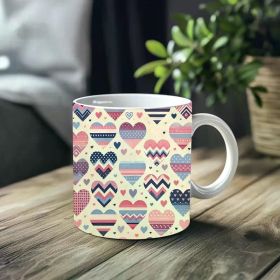 1pc_Heart Decorations ceramic cup 11 ounces, coffee/tea/wine glass, suitable for Valentine's Day, birthdays,