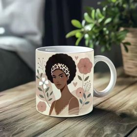1pc_Fashion Illustration ceramic cup 11 ounces, coffee/tea/wine glass, suitable for Valentine's Day, birthdays,
