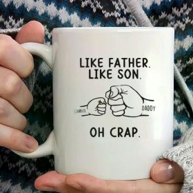 Funny Dad Coffee Mug - 'Like Father, Like Son' Design, 11oz White Ceramic, Perfect Father's Day Gift, Hand Wash Only,