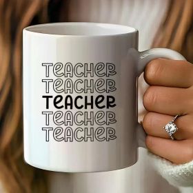 1pc Teacher Mug - 11oz White Ceramic Coffee Cup with Bold "TEACHER" Design, Hand Wash Only, Perfect Gift for