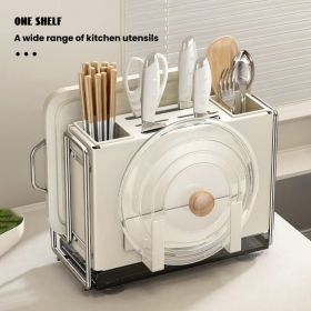 1 Universal Metal Kitchen Knife Holder with Chopping Board Storage, Knife - free. 6 - Slot Large - volume Design