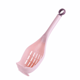 1pc Colander Spoon - Scoop Colander, Plastic Large Soup Strainer Spoon, Strainer Slotted Spoon Kitchen Utensil With Long Handle - Kitchen Supplie (Color: Pink)